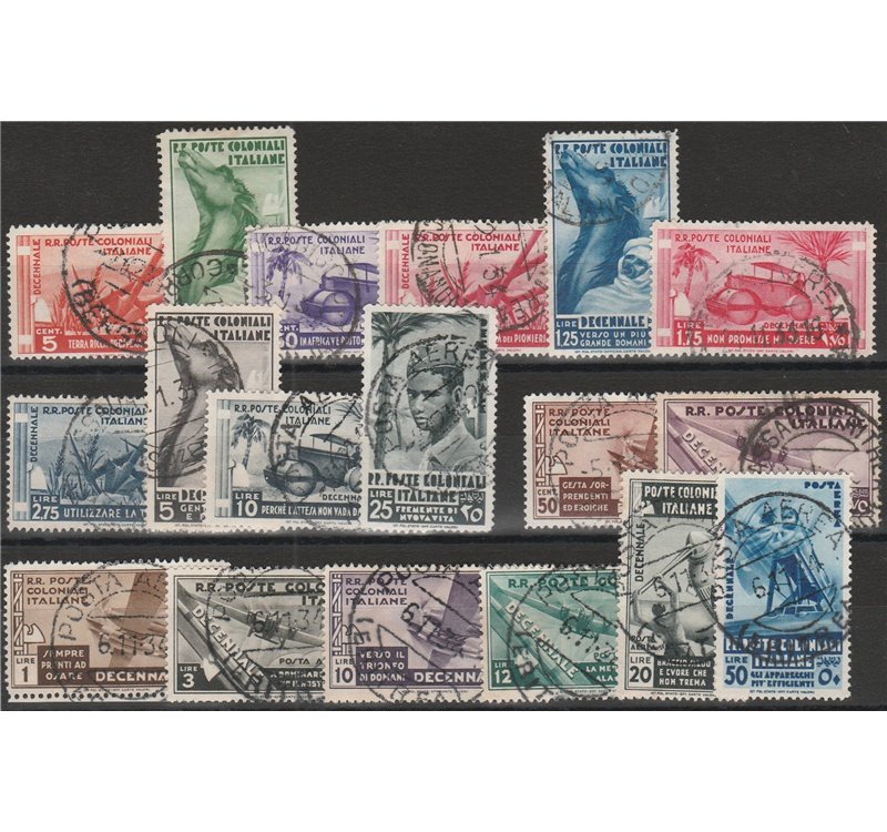 Colonie Italiane 1933 - Emissioni Generali Decennale della marcia su Roma, la serie. Cat. € 1300 (U)