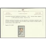 1932 - Colonie Italiane Emissioni Generali Pro Società Dante Alighieri L. 100  Cert.: Italia Colleziona. Cat. € 250 (U)