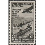 1934 - Colonie Italiane Emissioni Generali Onoranze al Duca degli Abruzzi L. 25 bruno nero Cat. € 120 (**)