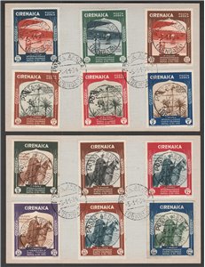 1934 - Colonie Italiane Cirenaica Mostra Coloniale, la serie su due cartoncini Cat. € 450 (U)