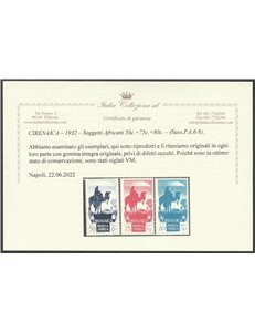 1932 - Colonie Italiane Cirenaica Soggetti Africani, la serie Catalogo € 300 (**)