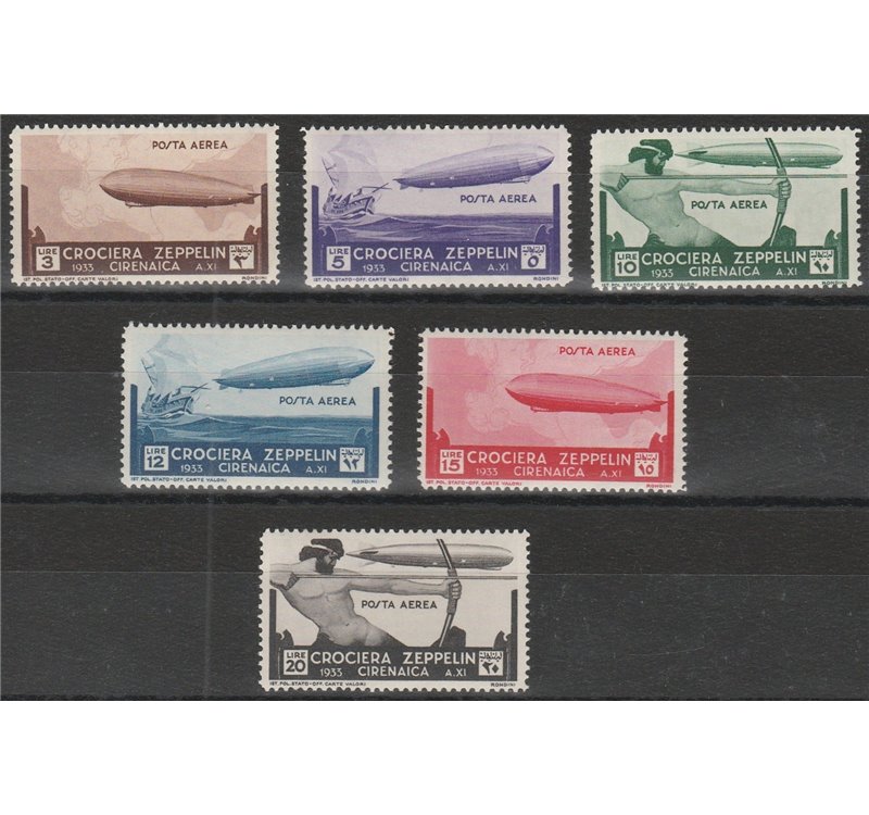 1933 - Colonie Italiane Cirenaica Crociera Zeppelin Cat. € 325 (**)