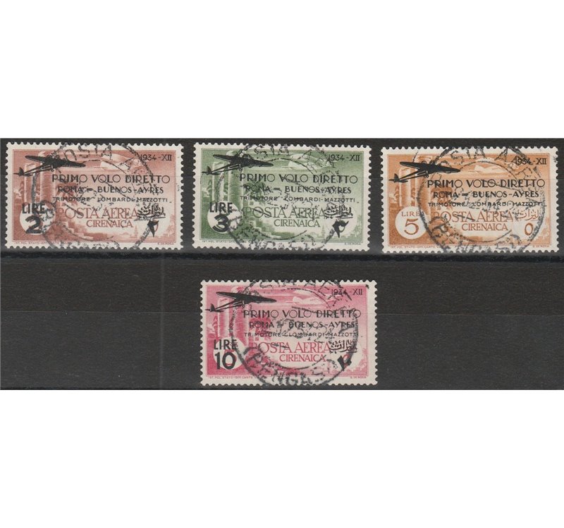 1934 - Colonie Italiane Cirenaica Roma-Buenos Aires, la serie Catalogo € 550 (U)