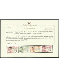 1934 - Colonie Italiane Cirenaica Roma-Buenos Aires, la serie Catalogo € 550 (U)
