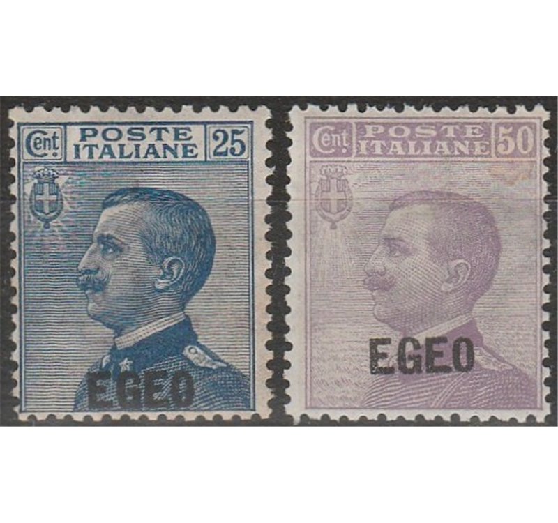 1912 - Colonie Italiane Egeo Francobolli d'Italia del 1908 con sovr. " EGEO " la serie. Cat. € 700 (**)