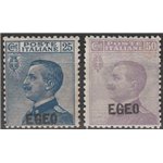 1912 - Colonie Italiane Egeo Francobolli d'Italia del 1908 con sovr. " EGEO " la serie. Cat. € 700 (**)