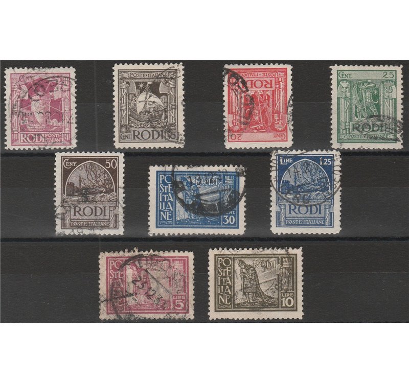 1929 - Colonie Italiane Egeo Pittorica, la serie Dent. 11 Cert.: Italia Colleziona. Cat. € 950 (U)