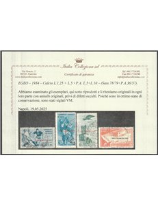 1934 - Colonie Italiane Egeo Calcio, la serie Catal. € 2000 (U)