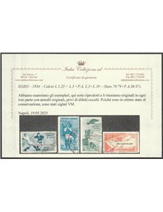 1934 - Colonie Italiane Egeo Calcio, la serie. Cat. € 2000 (U)