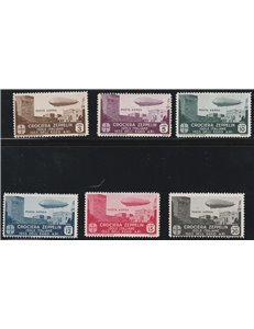 1933 - Colonie Italiane Egeo Crociera Zeppelin, la serie. Cert.: Italia Colleziona. Cat. € 3000 (**)