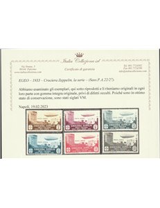 1933 - Colonie Italiane Egeo Crociera Zeppelin, la serie. Cat. € 3000 (**)