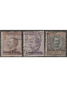 1916 - Colonie Italiane Eritrea Floreale, la serie con sovr. "Colonia Eritrea" Cat. € 1200 (U)