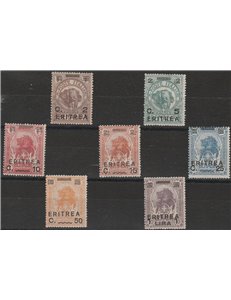 1922 - Colonie Italiane Eritrea Francobolli di Somalia del 1906-1907 con sovr. in nero " ERITREA " Cat. € 250 (**)