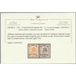 1922 - Colonie Italiane Eritrea Francobolli di Somalia del 1906-1907 con sovr. in nero " ERITREA " Cat. € 250 (**)