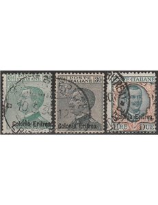 1925 - Colonie Italiane Eritrea Ordinari, la serie. Cat. € 240 (U)