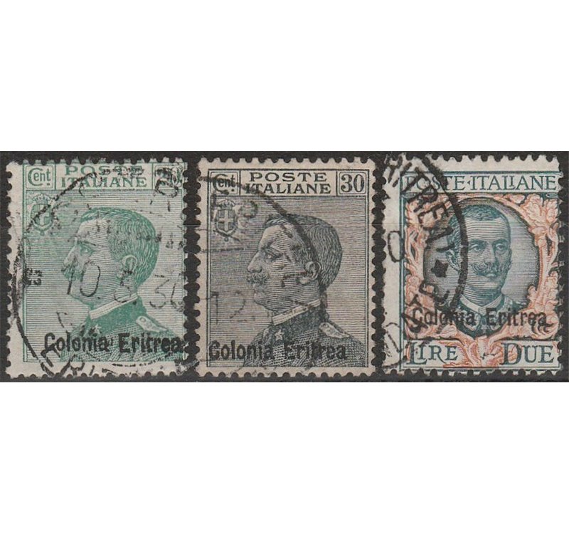 1925 - Colonie Italiane Eritrea Ordinari, la serie. Cat. € 240 (U)