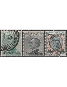 1925 - Colonie Italiane Eritrea Ordinari, la serie. Cat. € 240 (U)