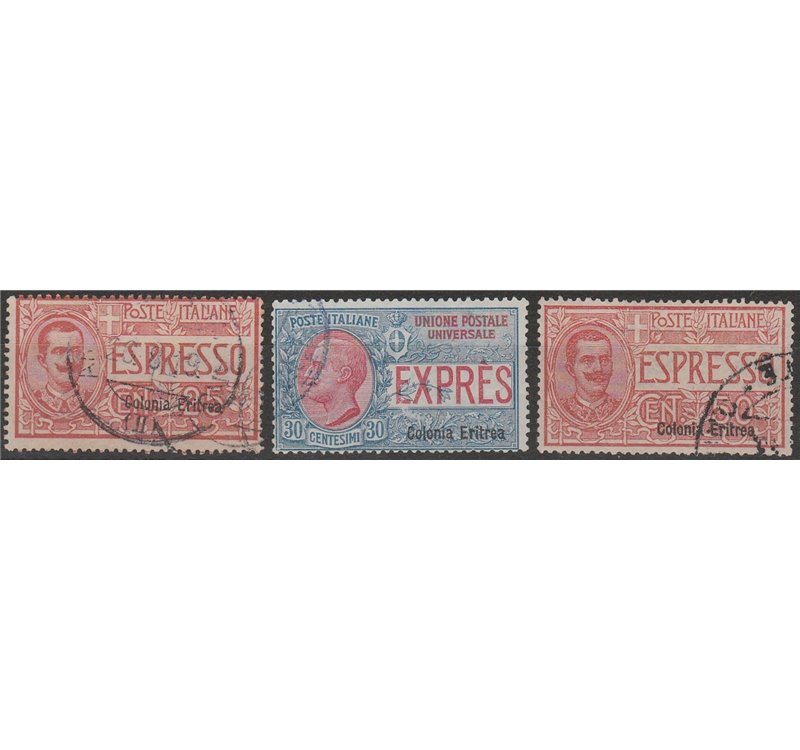 1907-1921 - Colonie Italiane Eritrea Ex d'Italia del 1903-1920 con sovr. "Colonia Eritrea" Cat. € 450 (U)