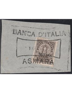 1939 - Colonie It Eritrea Recapito d'Italia 10 c. del 1930 con sovr. "ERITREA" su framm. con annullo completo Cat. € 110 (U)
