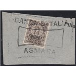 1939 - Colonie It Eritrea Recapito d'Italia 10 c. del 1930 con sovr. "ERITREA" su frammento con annullo completo Cat. € 110 (U)