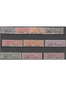 1927-1937 - Colonie It Eritrea Pacchi di Regno del 1927-1934 con sovr. "ERITREA" la serie. Cat. € 10.000 (**)