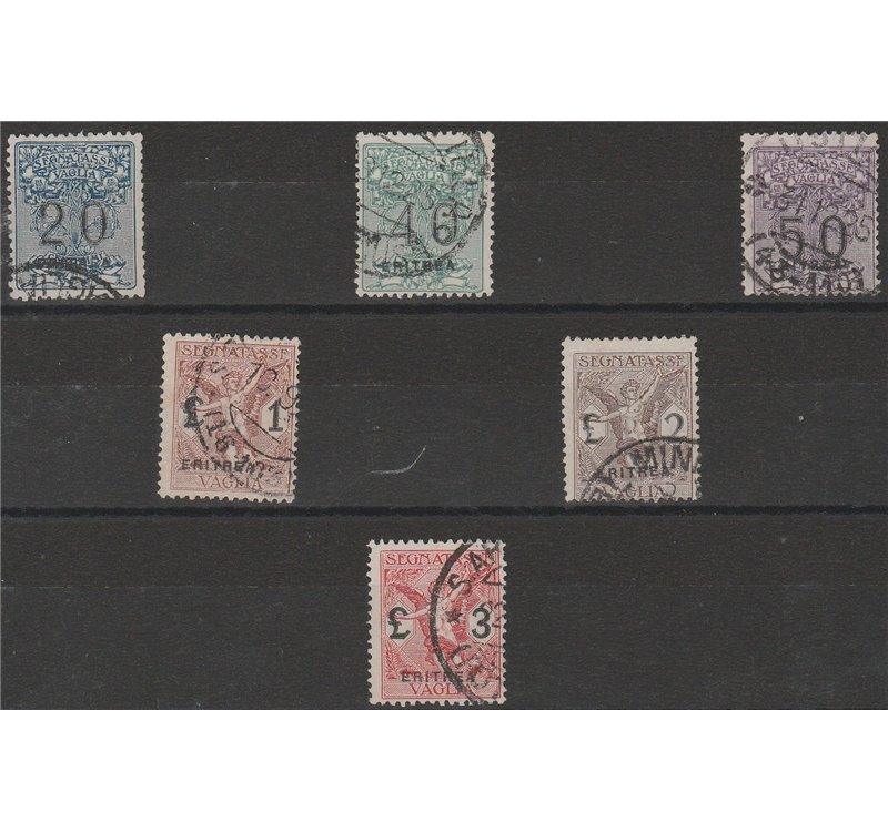 1924 - Colonie Italiane Eritrea Segnatasse Vaglia d'Italia con sovrastampa "ERITREA" Cat. € 1500 (U)