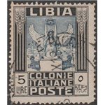1940 - Colonie Italiane Libia Pittorica L. 5 senza filigrana Cat. € 350 (U)