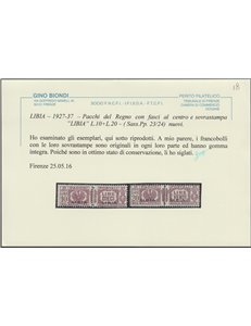 1927-1937 - Colonie Italiane Libia Pacchi del Regno con sovr. "LIBIA" Cat. € 3000 (**)
