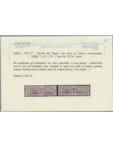 1927-1937 - Colonie Italiane Libia Pacchi del Regno con sovrastampa "LIBIA" Cat. € 3000 (**)