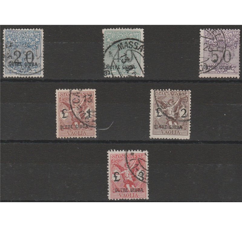 1925 - Colonie Italiane Oltre Giuba Segnatasse Vaglia d'Italia con sovr. "OLTRE GIUBA" Cat. € 3000 (U)