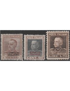 1928 - Colonie Italiane Somalia Francobolli d'Italia del 1927-1928 con sovr. "SOMALIA ITALIANA" del II tipo  Cat. € 320 (*)