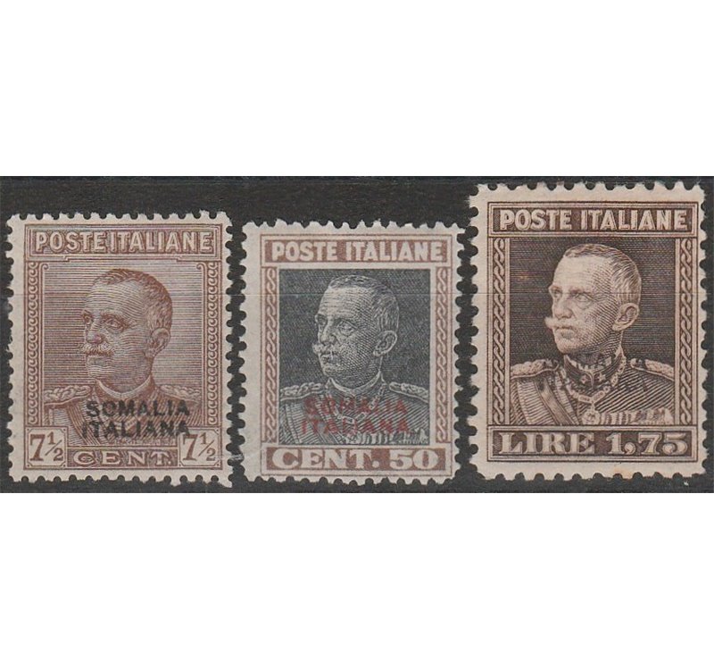 1928 - Colonie Italiane Somalia Francobolli d'Italia del 1927-1928 con sovr. "SOMALIA ITALIANA" del II tipo  Cat. € 320 (*)