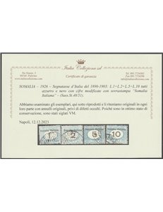 1926 - Colonie Italiane Somalia Segnatasse Tipi d'Italia con cifre nere modificate, la serie. Cat. € 700 (U)