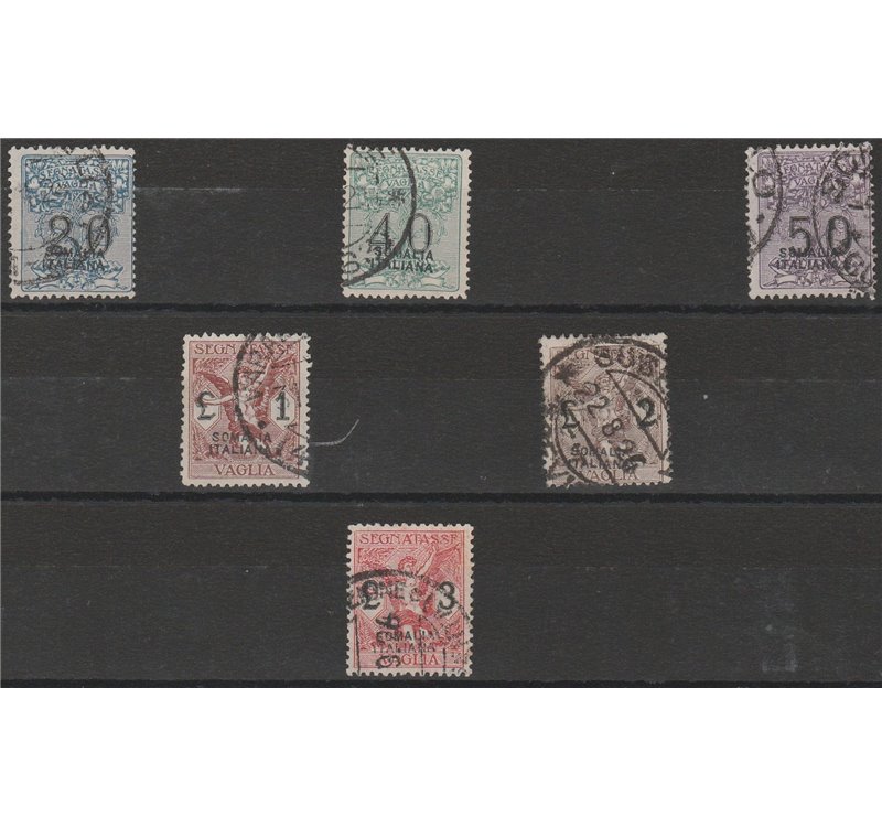 1926 - Colonie Italiane Somalia Segnatasse Vaglia d'Italia con sovrast. "SOMALIA ITALIANA" Cat. € 1600 (U)