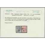 1926 - Colonie Italiane Somalia Segnatasse Vaglia d'Italia con sovrast. "SOMALIA ITALIANA" Cat. € 1600 (U)
