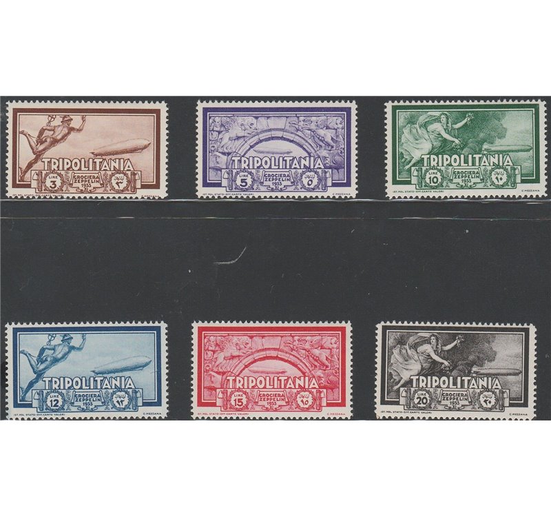 1933 - Colonie Italiane Tripolitania Zeppelin, la serie. Cat. € 325 (**)