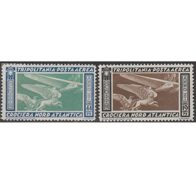 1933 - Colonie Italiane Tripolitania Crociera Balbo, la serie. Cat. € 200 (**)