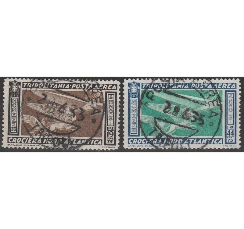 1933 - Colonie Italiane Tripolitania Crociera Balbo, la serie. Cat. € 1750 (U)