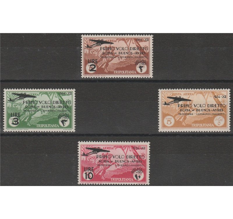 1934 - Colonie Italiane Tripolitania Primo Volo Roma - Buenos Aires, la serie Catalogo € 85 (**)