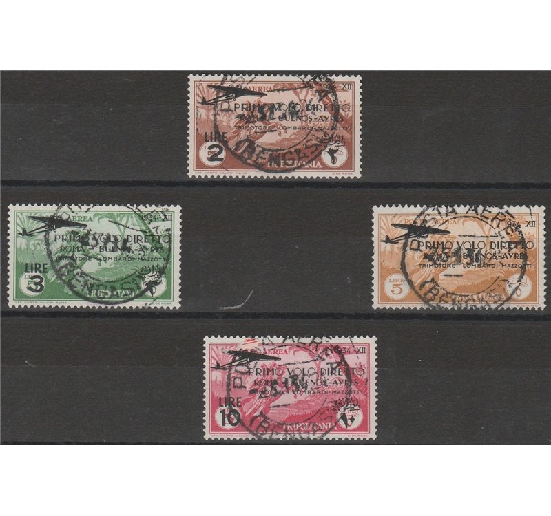 1934 - Colonie Italiane Tripolitania Primo Volo Roma - Buenos Aires, la serie. Cat. € 550 (U)
