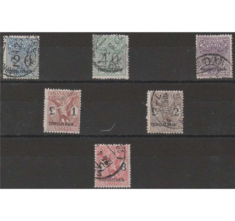 1924 - Colonie Italiane Tripolitania Segnatasse Vaglia d'Italia con sovrast. "TRIPOLITANIA" Cat. € 1800 (U)