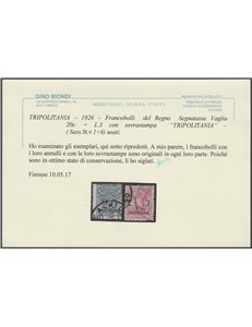 1924 - Colonie Italiane Tripolitania Segnatasse Vaglia d'Italia con sovr. "TRIPOLITANIA" Cat. € 1800 (U)