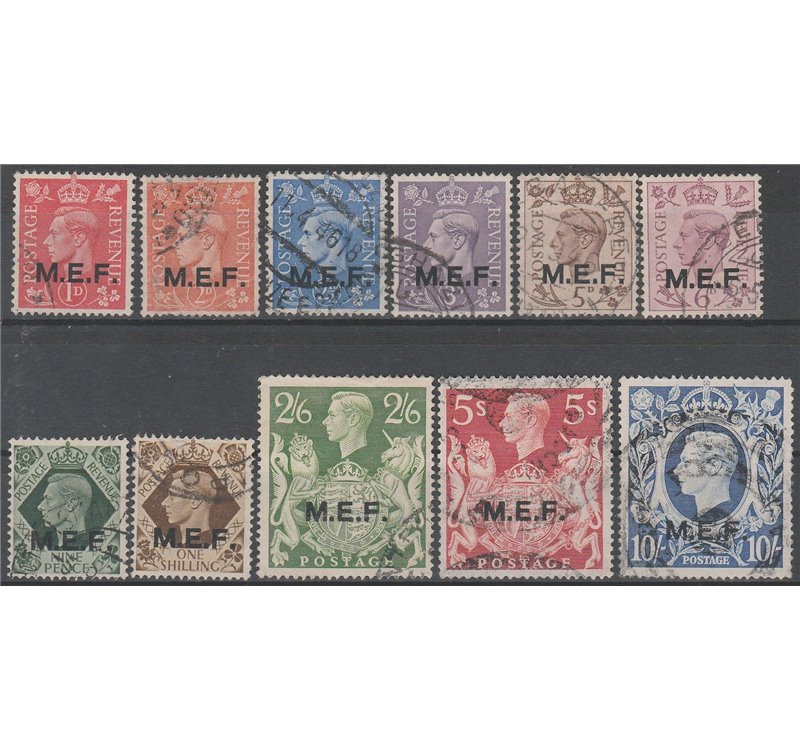 1943-1947 -Occupazioni Straniere MEF. F.lli di Gran Bretagna del 1938-1942 con sovr. "MEF" la serie. Cat. € 140 (U)