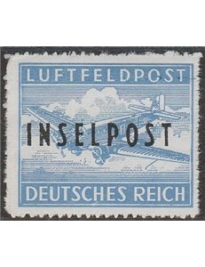 1944 - Occup. tedesca dell'Egeo F.llo con sovrast. in nero di Rodi "INSELPOST" perforato a zig zag Cat. € 325 (**)
