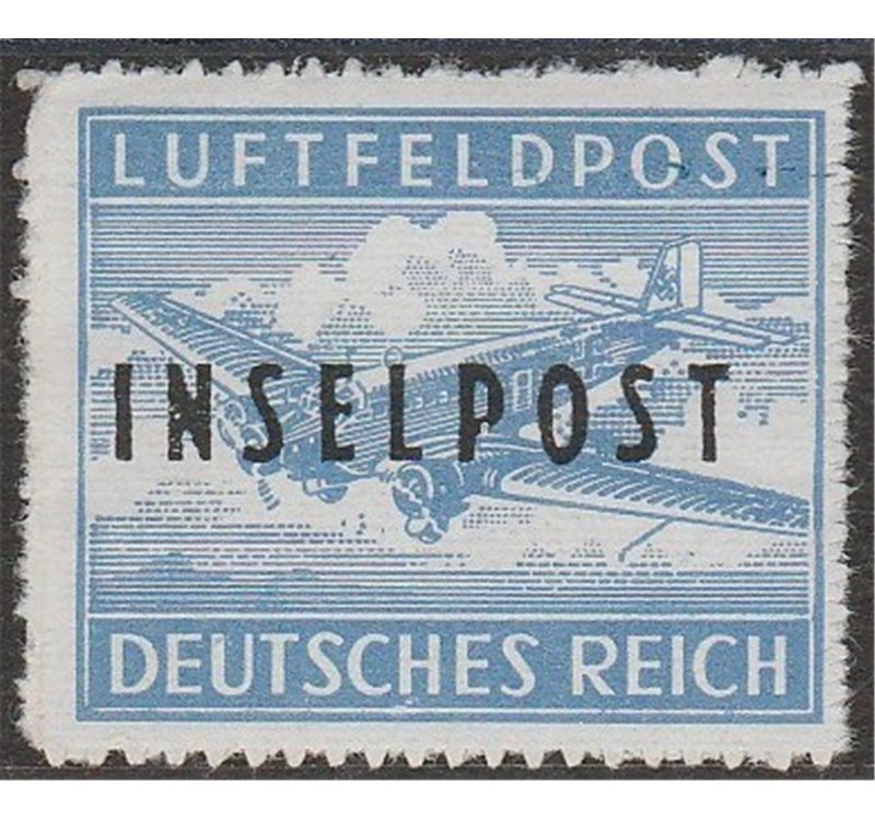 1944 - Occup. tedesca dell'Egeo F.llo con sovrast. in nero di Rodi "INSELPOST" perforato a zig zag Cat. € 325 (**)