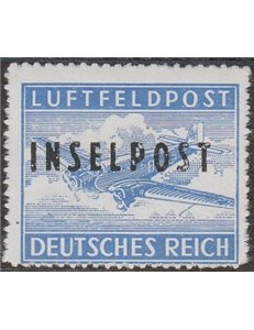 1944 -Occupazione tedesca dell'Egeo  F.llo con sovr. in nero di Rodi "INSELPOST" perforato a zig zag Cat. € 325 (**)