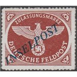 1944 - Occup. tedesca dell'Egeo Franchigia Militare di Germ. con sovr. obliqua azz. "INSELPOST" perf. a zig zag Cat. € 45 (*)