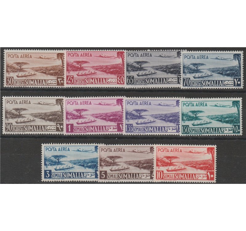 1950-1951 - Somalia A.F.I.S.  Aereo e Vedute, la serie. Cat. € 750 (**)