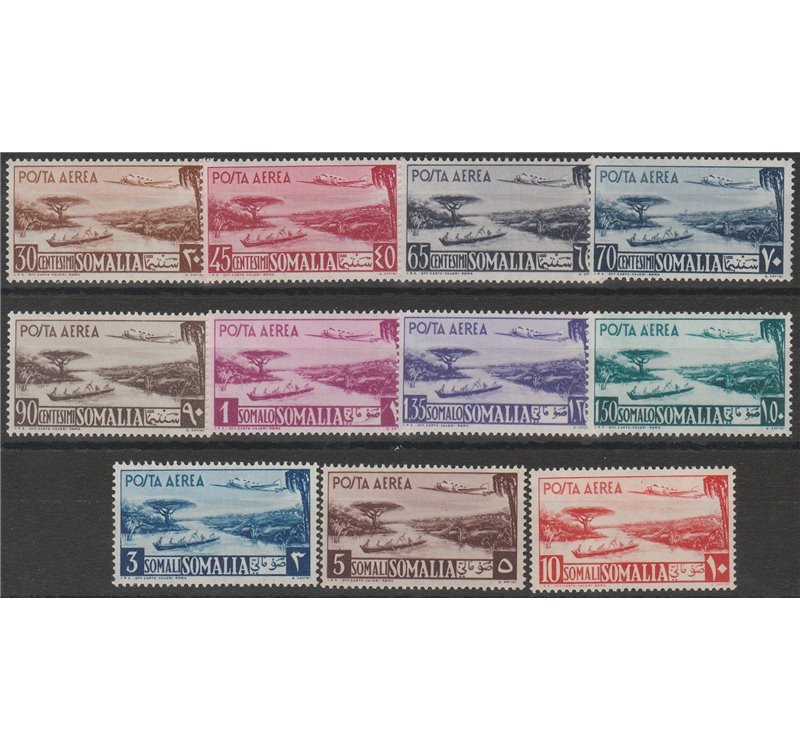 1950-1951 - Somalia A.F.I.S.  Aereo e Vedute, la serie Catalogo € 750 (**)