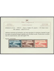 1950-1951 - Somalia A.F.I.S.  Aereo e Vedute, la serie Catalogo € 750 (**)
